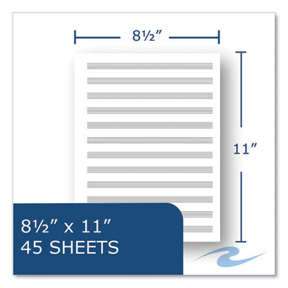 Music Notebook, Music Transcription Format, White Cover, (32) 11 X 8.5 Sheets, 24/carton