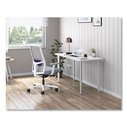 Ignition 2.0 4-way Stretch Mid-back Task Chair, Supports 300 Lb, 17" To 21" Seat Height, Basalt Seat, Fog Back, White Base