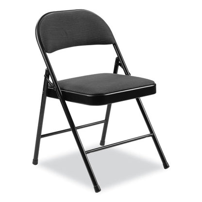 970 Series Fabric Padded Steel Folding Chair, Supports Up To 250 Lb, 17.75" Seat Height, Star Trail Black, 4/carton