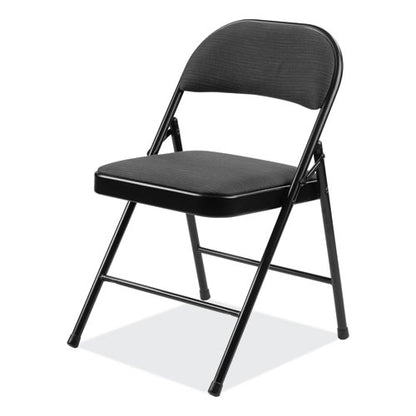 970 Series Fabric Padded Steel Folding Chair, Supports Up To 250 Lb, 17.75" Seat Height, Star Trail Black, 4/carton