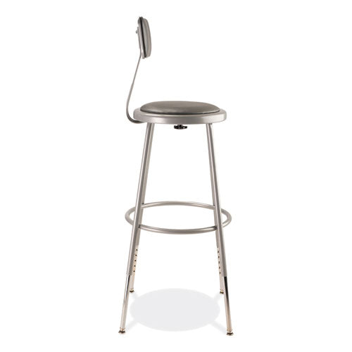 6400 Series Height Adjustable Heavy Duty Padded Stool With Backrest, Supports Up To 300 Lb, 25" To 33" Seat Height, Gray