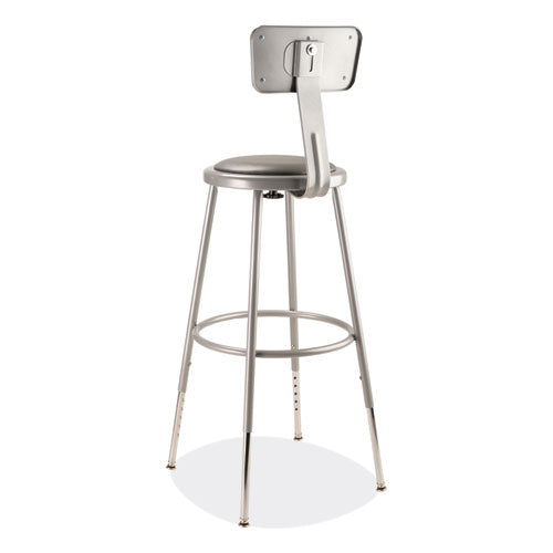 6400 Series Height Adjustable Heavy Duty Padded Stool With Backrest, Supports Up To 300 Lb, 25" To 33" Seat Height, Gray