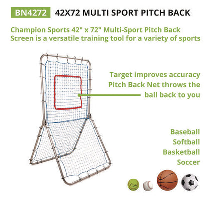 Multi-sport Pitch Back Screen, 72" X 42", 1.25" Dia Frame