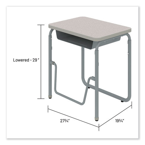 Alphabetter 2.0 Height-adjustable Student Desk With Pendulum Bar And Book Box, 27.75 X 19.75 X 29 To 43, Pebble Gray