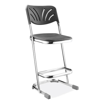 6600 Series Elephant Z-stool With Backrest, Supports Up To 500 Lb, 24" Seat Heightt, Black Seat, Black Back, Chrome Frame