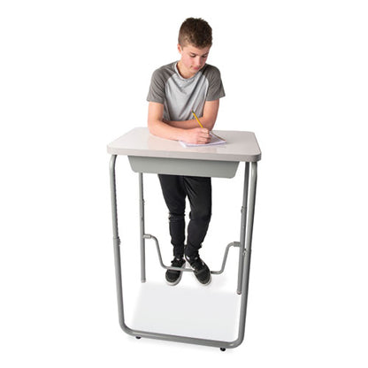 Alphabetter 2.0 Height-adjustable Student Desk With Pendulum Bar And Book Box, 27.75 X 19.75 X 29 To 43, Dry Erase