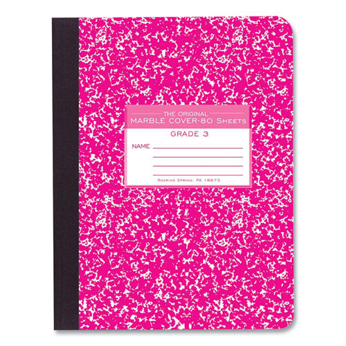 Ruled Composition Book, Grade 3 Manuscript Format, Magenta Marble Cover, (80) 9.75 X 7.5 Sheets 48/carton