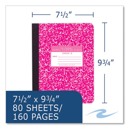 Ruled Composition Book, Grade 3 Manuscript Format, Magenta Marble Cover, (80) 9.75 X 7.5 Sheets 48/carton