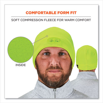 N-ferno 6804 Skull Cap Winter Hat With Led Lights, One Size Fits Mosts, Lime