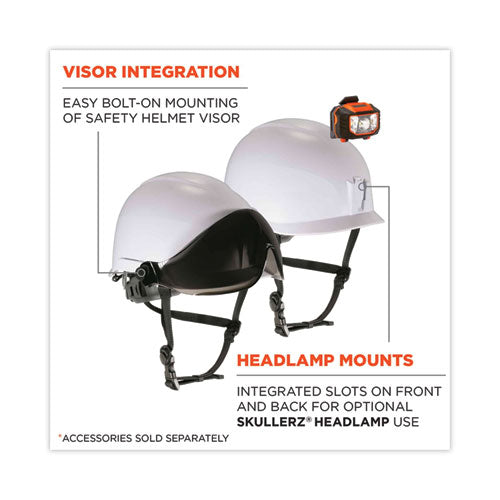 Skullerz 8974v Class E Safety Helmet With 8991 Visor Kit, Smoke Lens, 6-point Ratchet Suspension, White