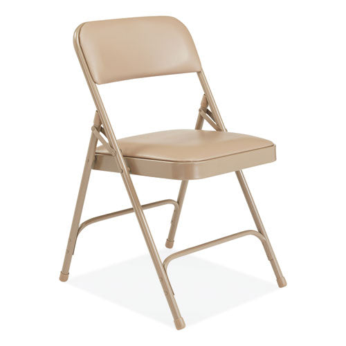 1200 Series Premium Vinyl Dual-hinge Folding Chair, Supports Up To 500 Lb, 17.75" Seat Height, French Beige, 4/carton