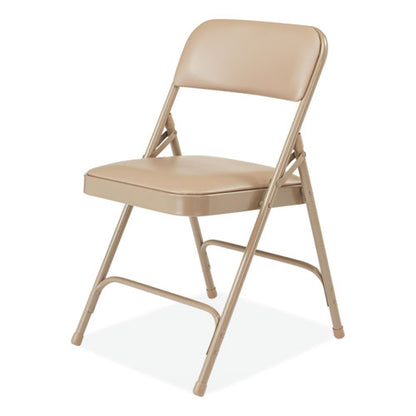 1200 Series Premium Vinyl Dual-hinge Folding Chair, Supports Up To 500 Lb, 17.75" Seat Height, French Beige, 4/carton