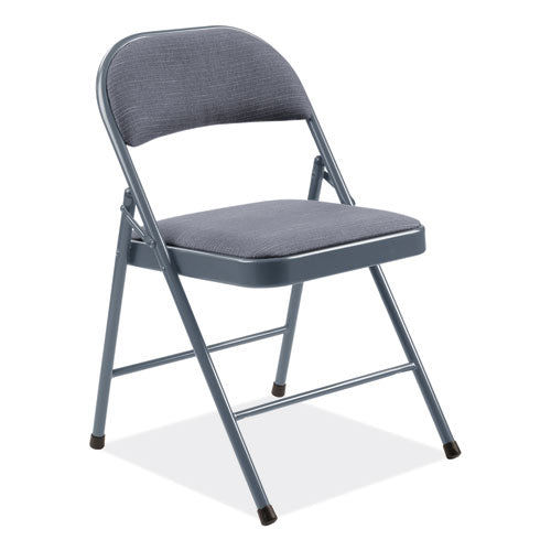 970 Series Fabric Padded Steel Folding Chair, Supports Up To 250 Lb, 17.75" Seat Height, Star Trail Blue, 4/carton