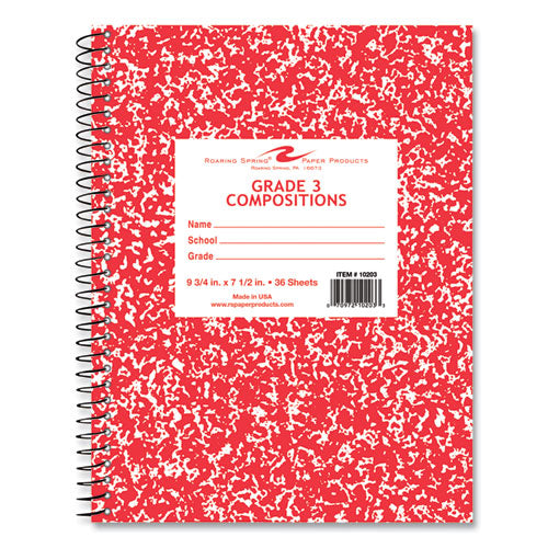 Wirebound Composition Book, 1 Sub, Grade 1 Manuscript Format, Red Cover, (36) 9.75 X 7.5 Sheets, 48/carton