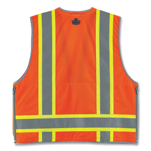 Glowear 8254hdz Class 2 Heavy-duty Surveyors Zipper Vest, Polyester, Large/x-large, Orange