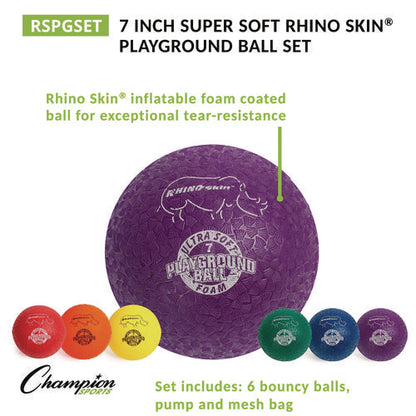 Rhino Soft Playground Ball Set, 8.5" Diameter, Assorted Colors, 6/set