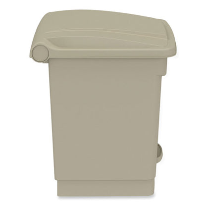 Plastic Step-on Receptacle, 8 Gal, Metal, Tan