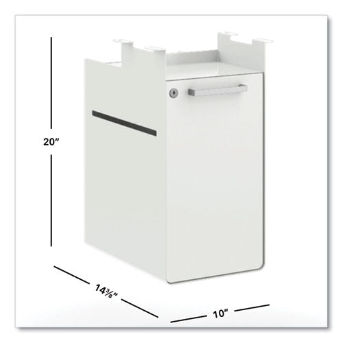 Fuse Undermount Storage Pedestal, 1 Shelf/1 Cubby, Left/right Orientation, White, 10 X 14.37 X 20