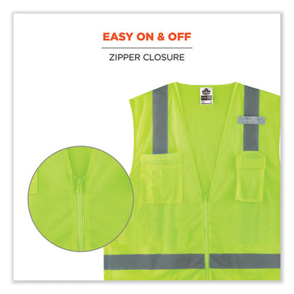 Glowear 8249z Class 2 Economy Surveyors Zipper Vest, Polyester, Small/medium, Lime