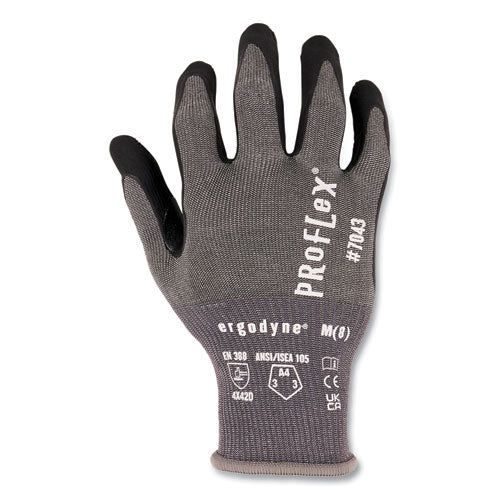 Proflex 7043 Ansi A4 Nitrile Coated Cr Gloves, Gray, Large, 1 Pair