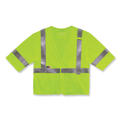 Glowear 8356frhl Class 3 Fr Hook And Loop Safety Vest With Sleeves, Modacrylic, Small/medium, Lime