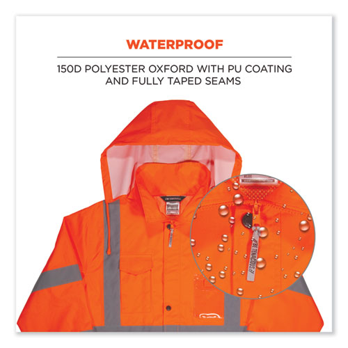 Glowear 8366 Class 3 Lightweight Hi-vis Rain Jacket, Polyester, 4x-large, Orange