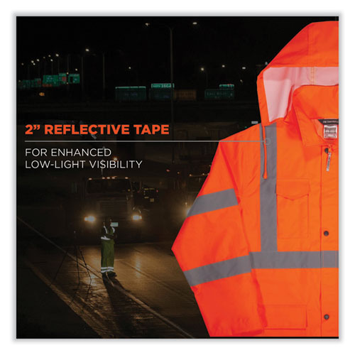 Glowear 8366 Class 3 Lightweight Hi-vis Rain Jacket, Polyester, 4x-large, Orange