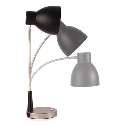 Wellness Series Adjust Led Desk Lamp, 3" To 22" High, Silver/matte Black