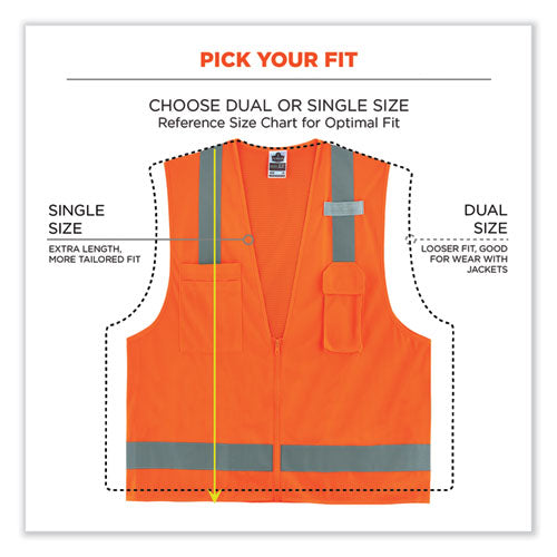 Glowear 8249z Class 2 Economy Surveyors Zipper Vest, Polyester, 2x-large/3x-large, Orange