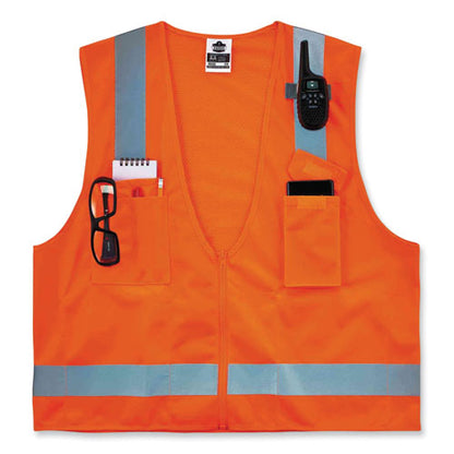 Glowear 8249z Class 2 Economy Surveyors Zipper Vest, Polyester, 2x-large/3x-large, Orange