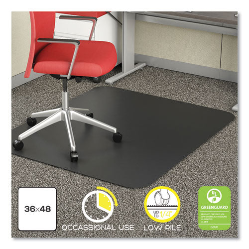 Economat Carpet Chair Mat, Rectangular, 36 X 48, Black