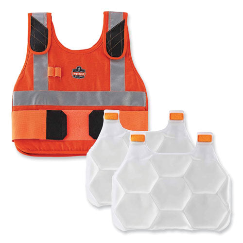 Chill-its 6215 Premium Fr Phase Change Cooling Vest With Packs, Modacrylic Cotton, Small/medium, Orange