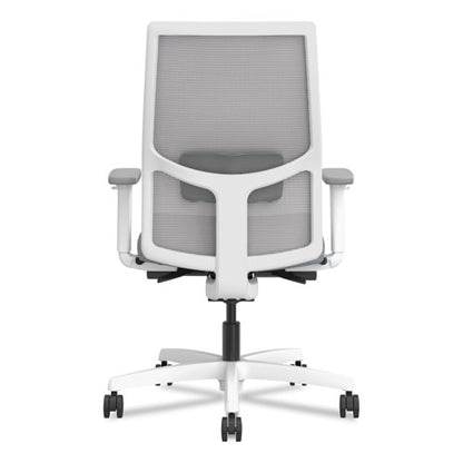 Ignition 2.0 4-way Stretch Mid-back Mesh Task Chair, Gray Adjustable Lumbar Support, Basalt Seat, Fog Back, White Base