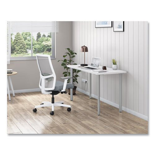 Ignition 2.0 4-way Stretch Mid-back Mesh Task Chair, Gray Adjustable Lumbar Support, Basalt Seat, Fog Back, White Base