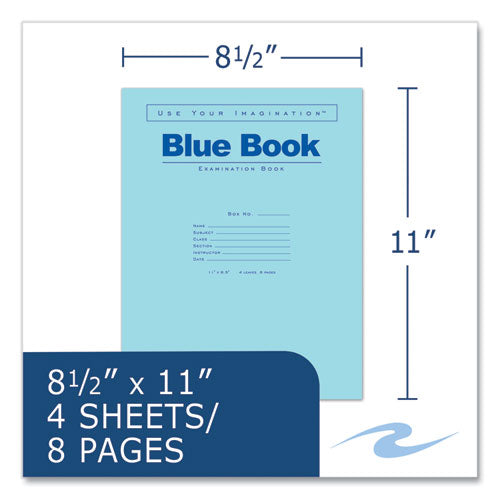 Examination Blue Book, Wide/legal Rule, Blue Cover, (4) 8.5 X 11 Sheets, 600/carton