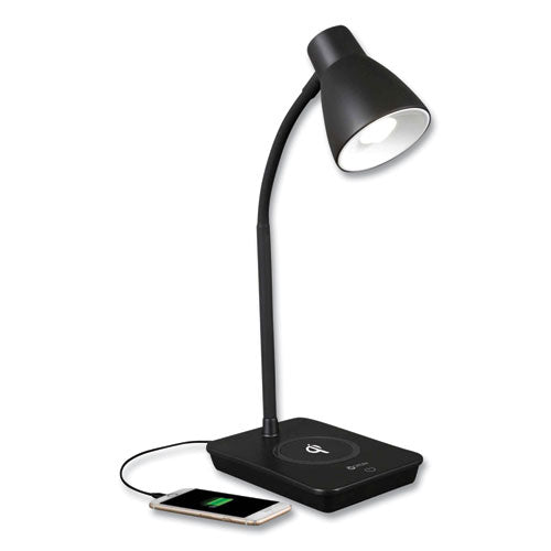 Wellness Series Infuse Led Desk Lamp With Wireless And Usb Charging, 15.5" High, Black