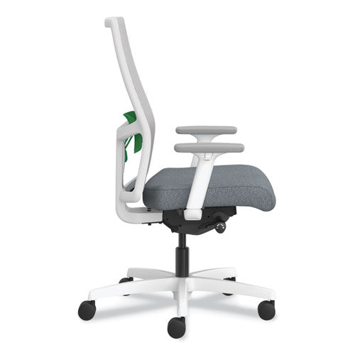 Ignition 2.0 4-way Stretch Mid-back Mesh Task Chair, Green Adjustable Lumbar Support, Basalt Seat, Fog Back, White Base