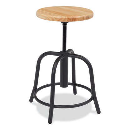 6800 Series Height Adjustable Wood Seat Swivel Stool, Supports Up To 300 Lb, 19" To 25" Seat Height, Maple Seat/black Base