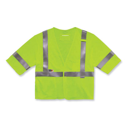 Glowear 8356frhl Class 3 Fr Hook And Loop Safety Vest With Sleeves, Modacrylic, 2x-large/3x-large, Lime