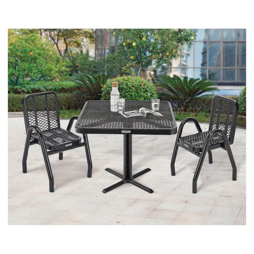 Outdoor Dining Set, Square, 36 X 36 X 29, Black Top, Black Base/legs