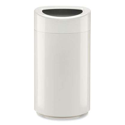 Open Top Oval Waste Receptacle, 14 Gal, Steel, White