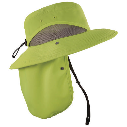 Chill-its 8934 Ranger Hat With Neck Shade, Microfiber/polyester, Large/x-large, Lime