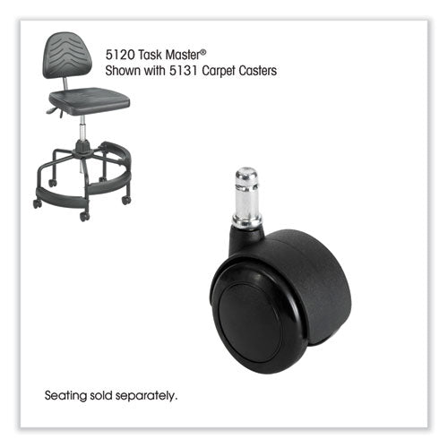 Task Master Carpet Casters, 2" Wheel, Black, 5/set