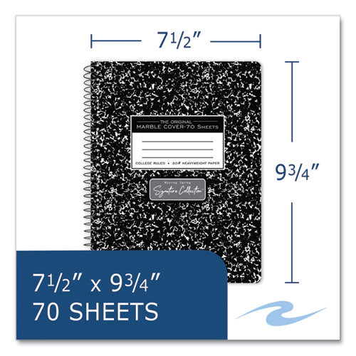 Spring Signature Composition Book, Med/college Rule, Black Marble Cover, (70) 9.75 X 7.5 Sheets, 24/carton