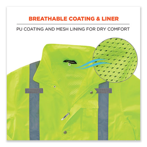 Glowear 8365 Class 3 Hi-vis Rain Jacket, Polyester, Small, Lime