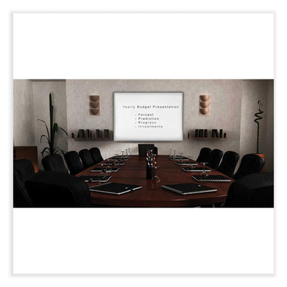 Proma Magnetic Porcelain Projection Whiteboard With Aluminum Frame, 48.5" X 36.5", White Surface, Satin Aluminum Frame