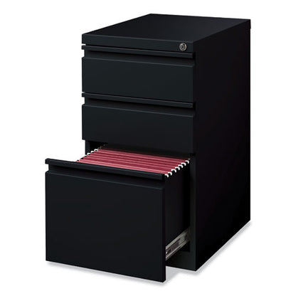 Full-width Pull 20 Deep Mobile Pedestal File, 3-drawer: Box/box/file, Letter, Black, 15 X 19.88 X 27.75