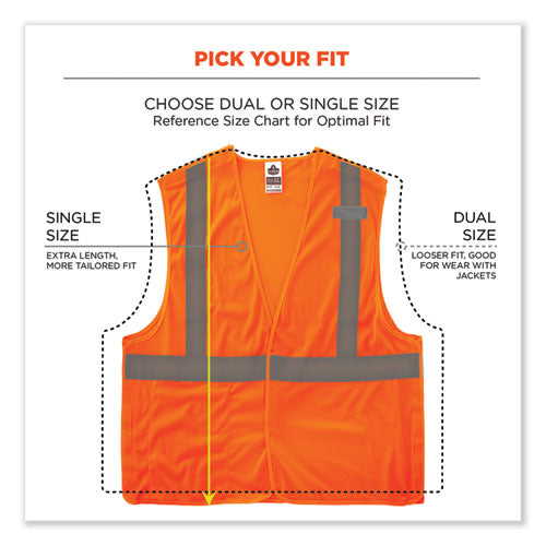 Glowear 8215ba-s Single Size Class 2 Economy Breakaway Mesh Vest, Polyester, 3x-large, Orange