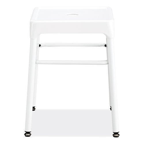 Steel Guestbistro Stool, Backless, Supports Up To 250 Lb, 18" Seat Height, White Seat, White Base