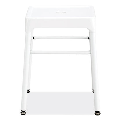 Steel Guestbistro Stool, Backless, Supports Up To 250 Lb, 18" Seat Height, White Seat, White Base